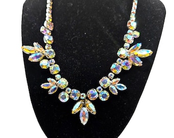 WEISS Vintage Aurora Borealis Crystal Necklace, 16"