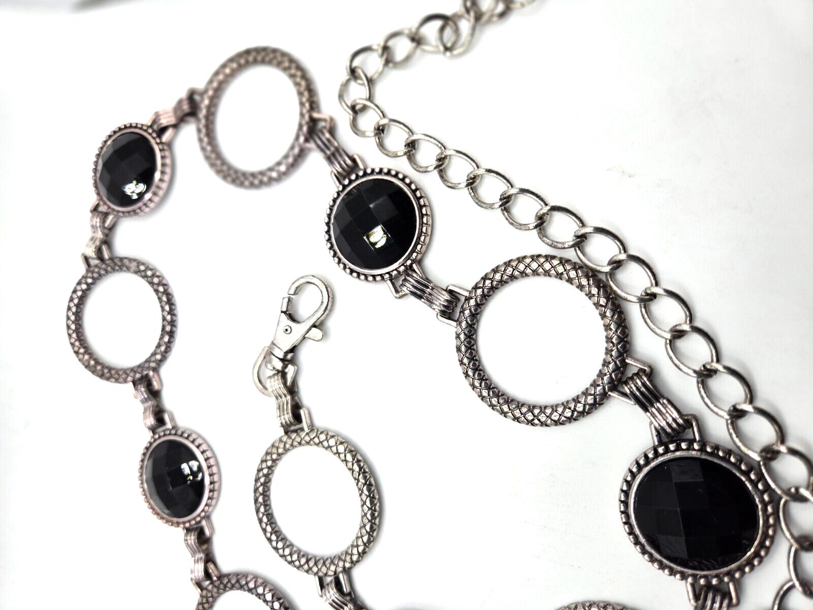 Black and Textured Silver Vintage Chain Link Belt 44 display picture 2