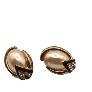 VTG Pierre Balmain signed Balmain Paris GP Stud earrings faux pearl rhinestone
