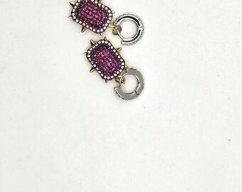 VTG Swarovski Signed Three Ways in One Sparkling Earrings Hinged Hoop Rare
