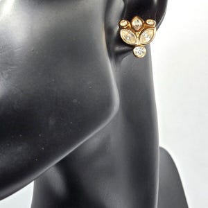 Christian Dior Signed Crystal Rhinestone Gold Plated stud Earrings Rare design