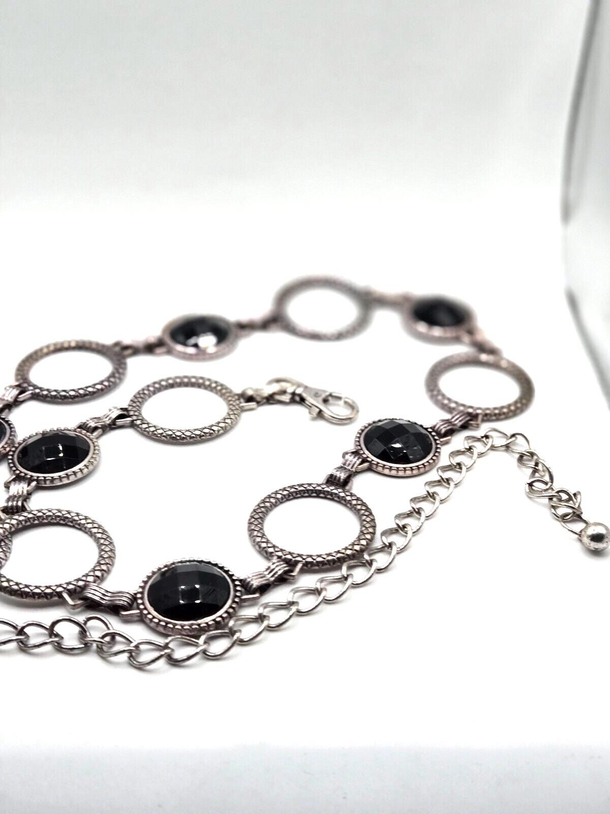 Black and Textured Silver Vintage Chain Link Belt 44 display picture 1
