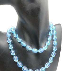Rare Vintage Rainbow Jelly Lucite Necklace & Earrings Iridescent Blue Set