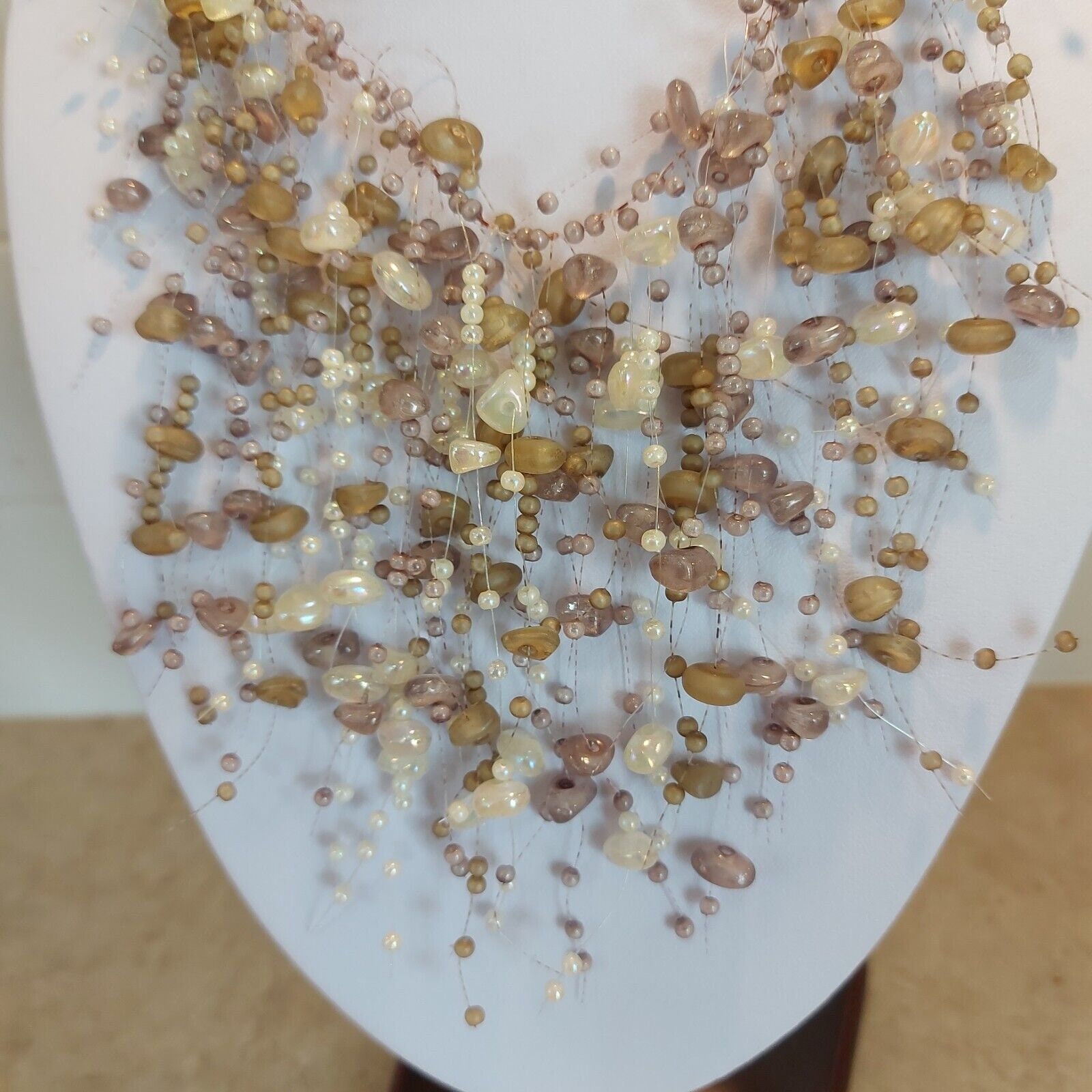 Incredible Illusion Necklace Vintage Pearls Stones and Crystal 