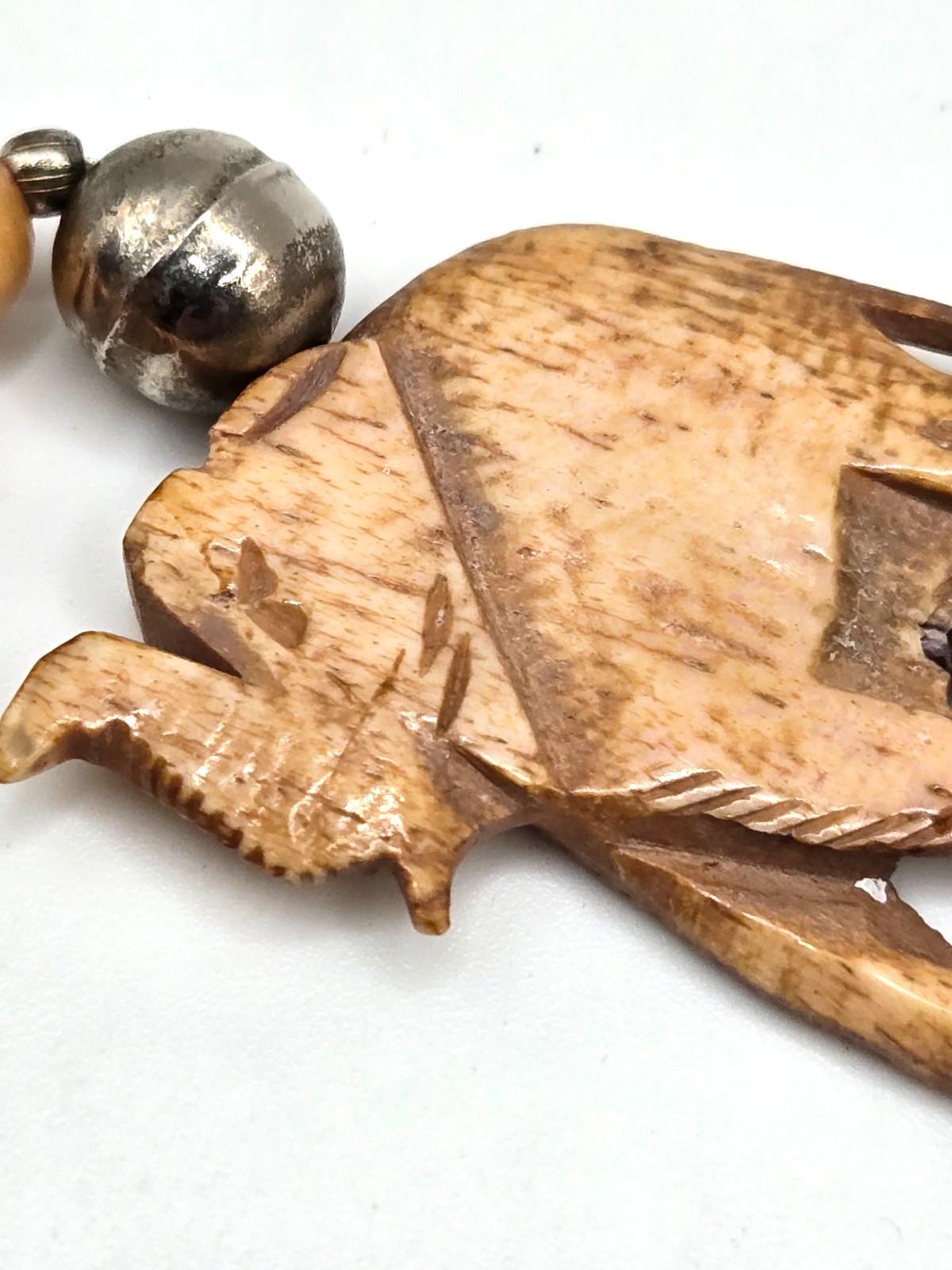 Lot De 2 Colliers Ethniques Artisanaux - Os Et Petits Pavés - Marron/blanc