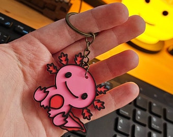 3D Printed Axolotl Keychain - Eco-Friendly PLA