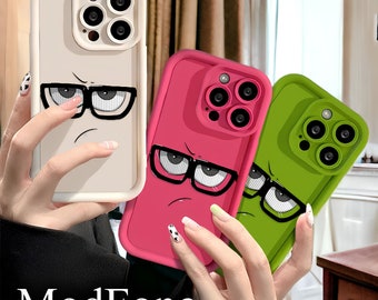 Annoyed Face iPhone Case, iPhone 11 12 13 14 15, Grumpy Glasses Phone Case, Emoji, Aesthetic Phone Case, Gift for Her, Gift for Girlfriend