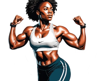 8 Watercolor Black Woman Workout Clipart, Afro American Woman Doing Fitness Exercise  Png,  Gym Png, Free Commercial Use