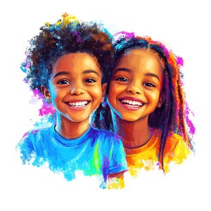 7 Aquarell glücklich schwarze Kinder spielen Clipart, afroamerikanische Kinder Png, kommerzielle Nutzung