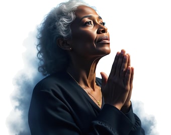 7 imágenes prediseñadas de mujer mayor rezando en acuarela, abuela rezando PNG, imágenes prediseñadas religiosas, uso comercial gratuito