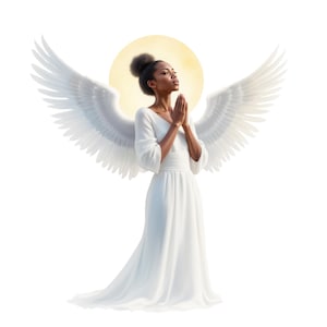 7 aquarel zwart meisje bidden illustraties, Afro-Amerikaanse vrouw gebed png, religieuze clipart, gratis commercieel gebruik