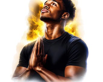 7 Watercolor  Black Man Praying Clip art,  African American Prayer Png, Religious Clipar, Free Commercial Use