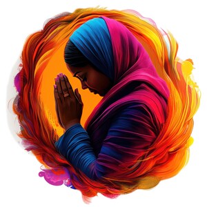 7 aquarel zwarte vrouw bidden illustraties, Afro-Amerikaanse vrouw gebed png, religieuze clipart, gratis commercieel gebruik