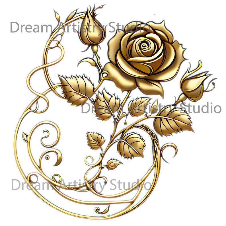 7 Gold Roses Flowers Png, Printable Flowers Clipart, Printable Roses ...