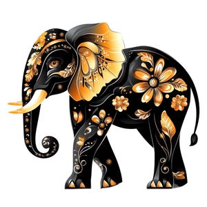 7 graziosi clipart di elefanti, stampa floreale di elefanti, png, clipart di elefanti ad acquerello, bellissimi clipart di animali, sfondo trasparente