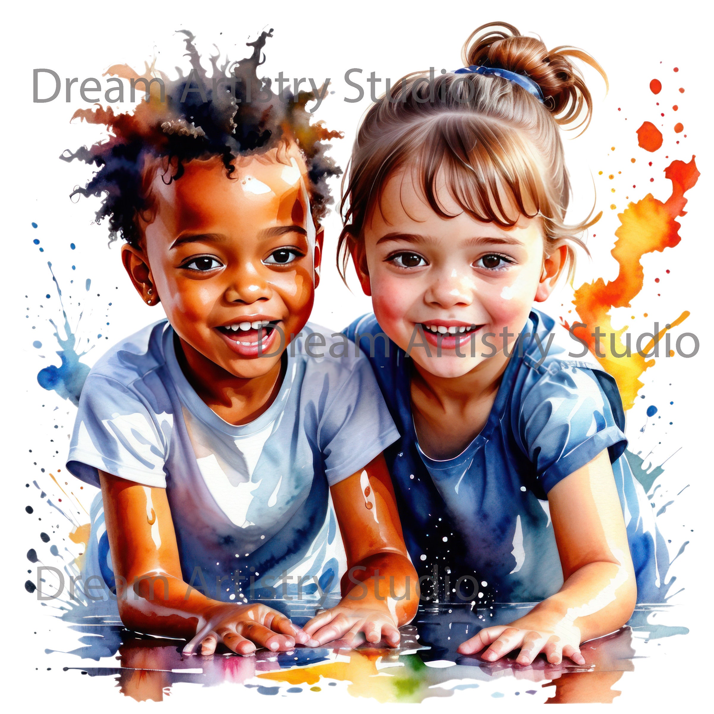 7 Watercolor Happy Black Kids Playing Clipart, Afro American Childrenr ...