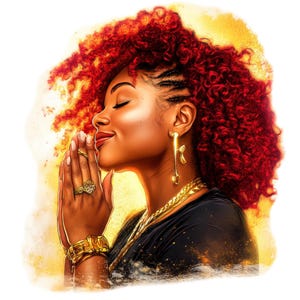 7 aquarel zwarte vrouw bidden illustraties, Afro-Amerikaanse vrouw gebed png, religieuze clipart, gratis commercieel gebruik