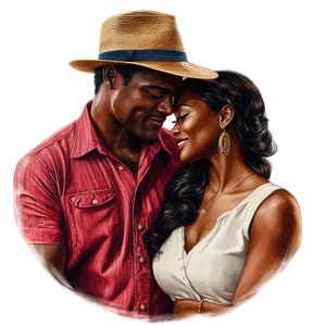7 Watercolor Romantic Valentines Day Afro American Couple Clipart,  Romantic Black Love Png, Lovers Clipart