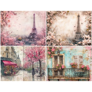 Páginas para impressão de diário vintage de primavera em aquarela, papel digital para scrapbook floral, cartões para impressão