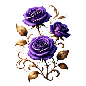7 roses violettes fleurs Png, clipart fleurs imprimables, clipart aquarelle roses roses imprimables, usage commercial, fond Transparent