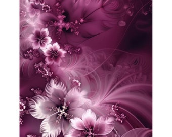 12  Amazing Purple Fractal Flowers JPG, Purple Flowers Clipart, Printable Watercolor clipart, High Quality JPGs, Paper craft, junk journal