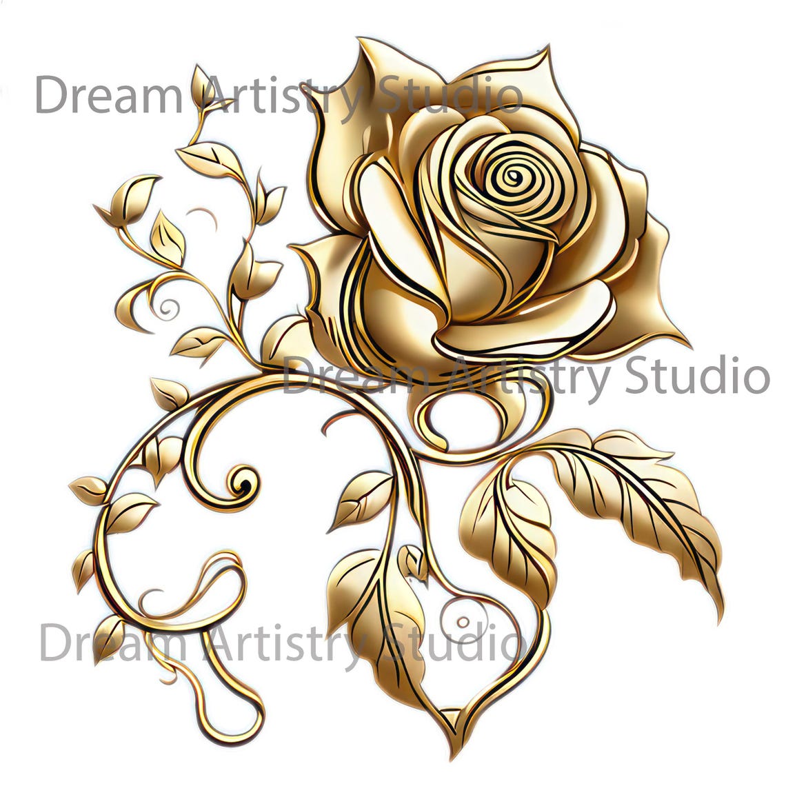 7 Gold Roses Flowers Png, Printable Flowers Clipart, Printable Roses ...