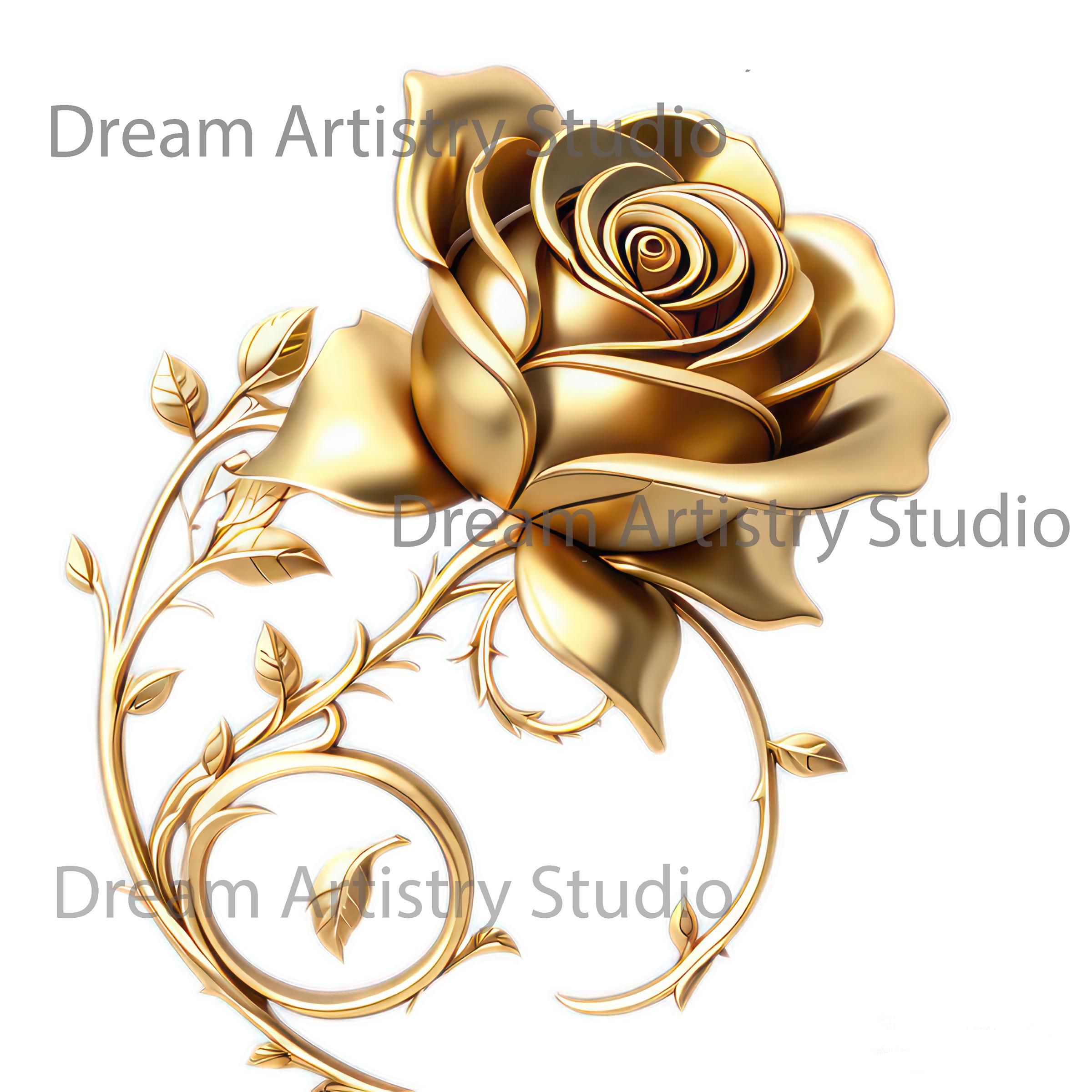 7 Gold Roses Flowers Png, Printable Flowers Clipart, Printable Roses ...
