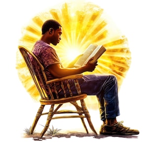 7 Watercolor Black Man Reading A Bible Clipart, Christian Clipart, Religious Png, Free Commercial Use
