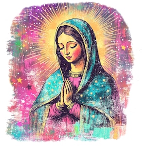 7 Nuestra Señora de Guadalupe Clipart PNG, Diseño de Sublimación de la Virgen de Guadalupe en Acuarela, Virgen María PNG, Diseño de Camiseta Religiosa Descargar