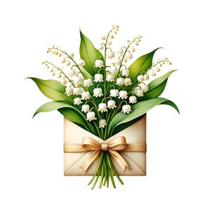 8 Lily Of The Valley May Birth Flower Clip Art,   Watercolor May Flower Printable Wall Art Png, Transparent Background, Birthday Lilies