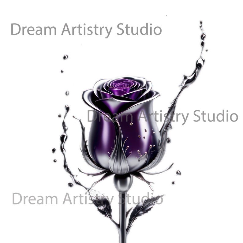 Real Metalic Purple Roses 7 Silver Purple Roses Watercolor Clipart, Transparent PNG (digital ...