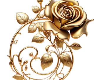 7 Gold   Roses Flowers Png, Printable Flowers Clipart, Printable Roses Watercolor clipart, Commercial Use, Transparent Background