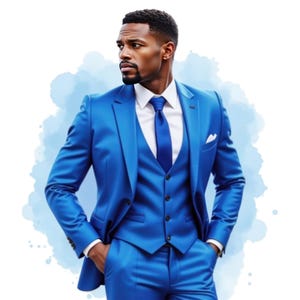 8 Watercolor   Black Man In Suit Clip art, Afro American Business Man, Luxury Fashion,Tuxedo, Free Commercial Use
