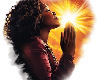 7 Watercolor Black Woman Praying Clip art,  African American Woman Prayer Png, Religious Clipart, Free Commercial Use