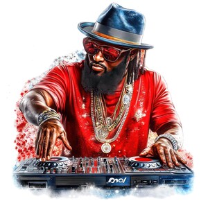7 cliparts DJ aquarelle homme afro-américain, homme noir DJ Png, Dance Party Png, usage Commercial