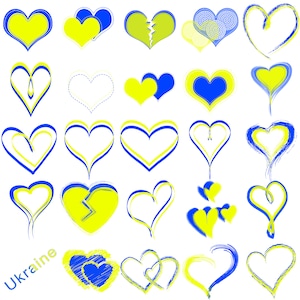 Ukraine Theme Clipart Set - 30 PNG, Illustrations in Support of Ukraine, Ukraine art, Ukrainian Digital clipart, Support Ukraine