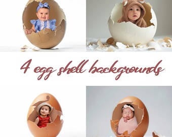 4 Egg Shell Newborn Backdrop, Newborn First Easter Photoshoot, Digital Backdrop for Newborn Photography, Photoshop Overlay