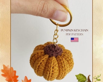PDF CROCHET PATTERN: Easy Pumpkin Keychain | Beginner Amigurumi, Mini Crochet, Simple Crochet Keychain, Mini Amigurumi- 777