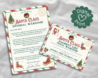 Christmas Warning Letter & Naughty List Certificate // Santa Certificate, Letter from Santa, Santa Approved, Naught List, Xmas, Printable