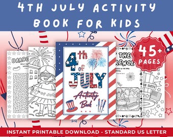 Aktivitetsbok för barn för den 4 juli // Roliga spel 4 juli-festspel Självständighetsdagen-spel Idéer för juli-picknick Patriotiska spel USA-spelpaket