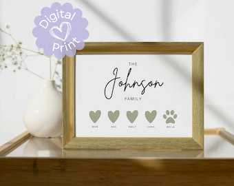 Personalised Family Names Print // Gift for Parents New Home Gift Personalised Gift for Family Mothers Day Gift Gift for Mum Home DIGITAL