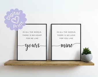 SET OF 2 Romantic Quotes Printable Art // Wall Decor for Bedroom, Minimalist Typography Poster, Home Decor, Couple Quote, Over the Bed Signs