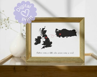 Personalised Map Print Custom Moving Away Gift Print Long Distance Relationship Map Long Distance Family Gift Map Anniversary Gift DIGITAL