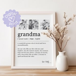 Personalised Grandma Definition Print // Wall Art Printable Custom Gift with Photo Grandma Gift Idea Birthday Gift Grandmother Gift for Her