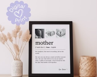Personalised Mother Definition Print // Wall Art Printable Custom Gift with Photo Mom Mum Mam Gift Idea Birthday Gift Mum Gift for Her