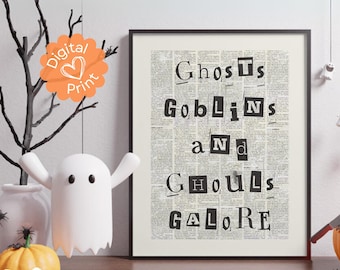 Ghosts Goblins and Ghouls Galore Halloween Wall Art // Spooky Home Decor, Halloween Gallery Wall Set, Halloween Decor, Printable Wall Art