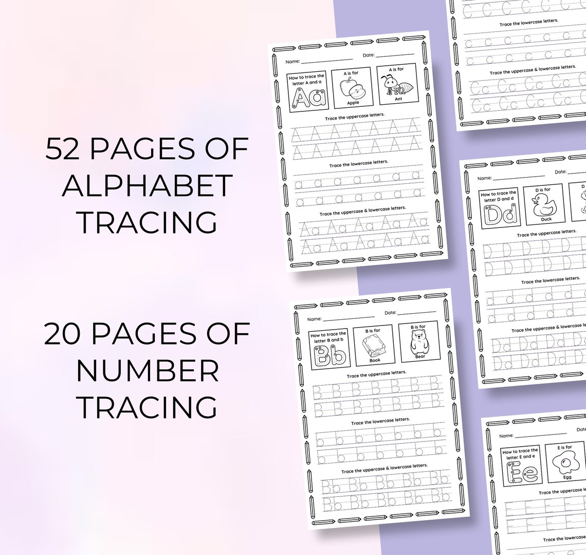 A to Z Tracing Worksheets // Preschool Kindergarten Handwriting ...
