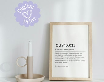 Custom Definition Digital Print | Custom Wall Print Custom Definition Poster Dictionary Art Definition Wall Art Printable Birthday Gift