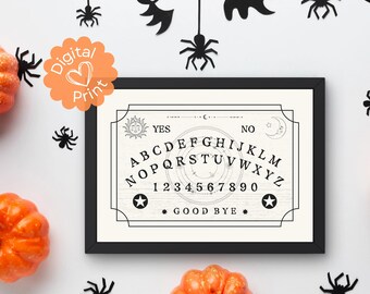 Ouija Board Halloween Wall Art // Spooky Home Decor, Halloween Gallery Wall, Halloween Decor, Printable Wall Art, Halloween Poster, Digital
