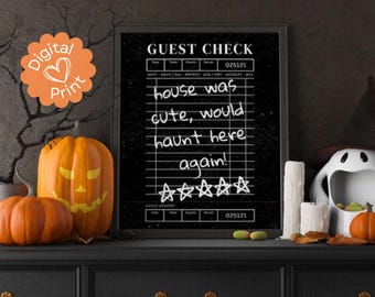 Would Haunt Again Guest Check Halloween Print // Spooky Home Decor, Halloween Decor, Halloween Wall Art, Halloween Print, Guest Check Poster